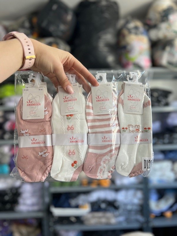 Amanecer Soquete Pack x 3 Rosa perritos y cerezas