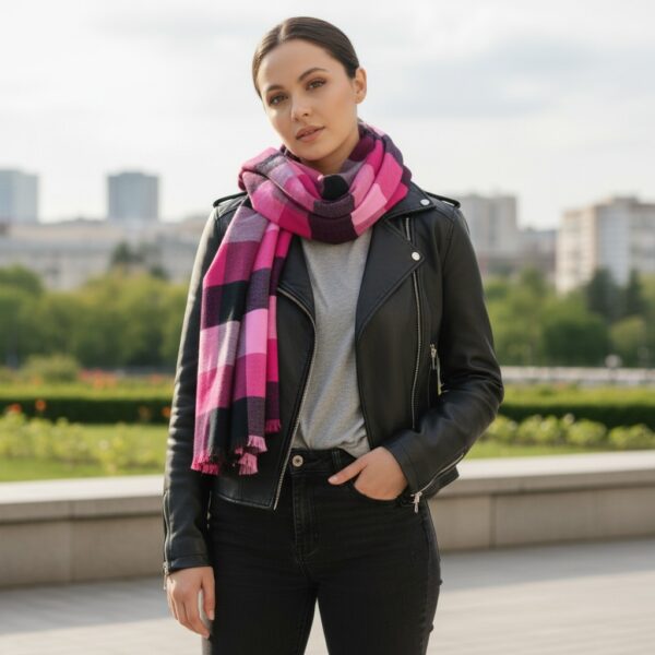 Ruana Fucsia y Negra