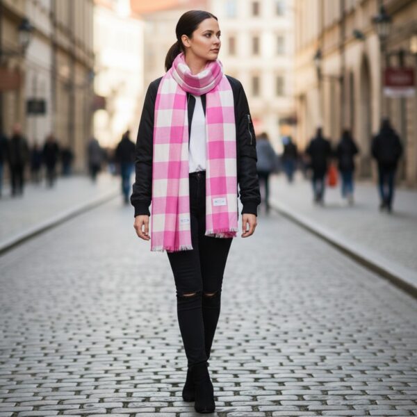 Ruana Rosa y Blanca