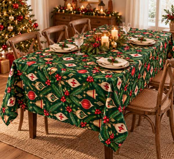 Mantel navideño Fondo verde 200x150