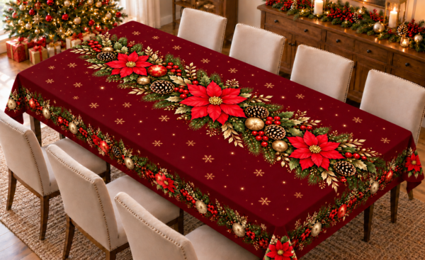 Mantel navideño bordo 240x150