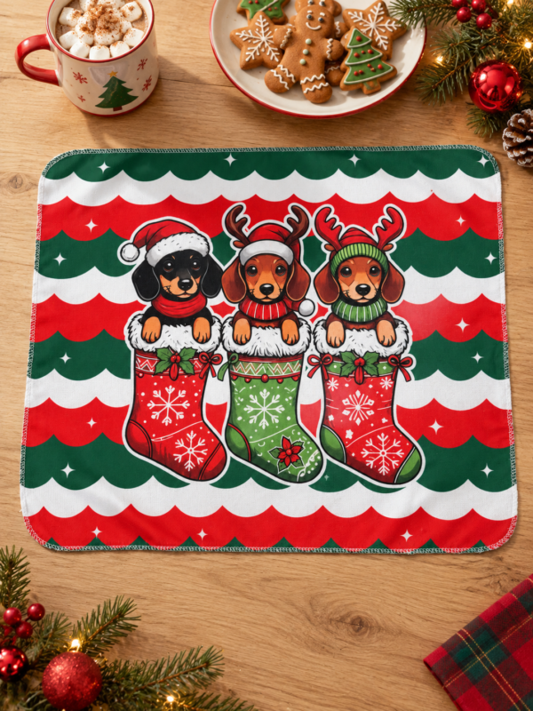 Individual Repasador Navideño Perritos