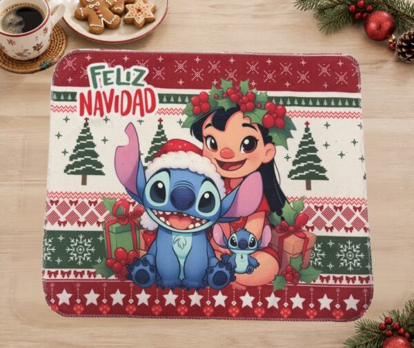 Individual Repasador Navideño Lilo y Stitch